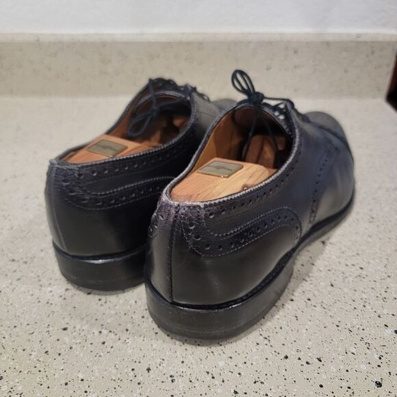 Allen Edmonds Leather Cap Toe Derby Lace Up Dress Shoe 910 C Sanford Mens Black